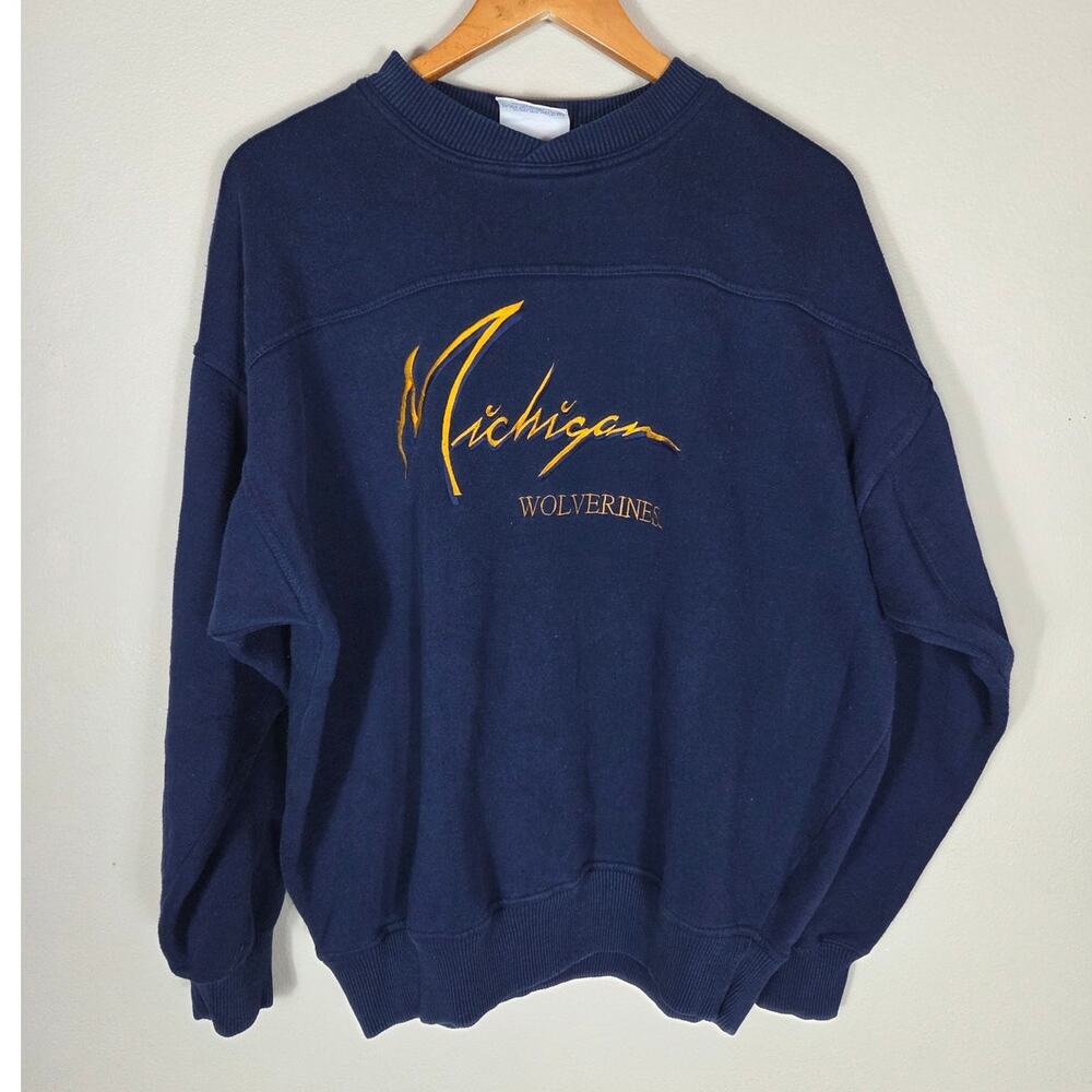 Crable Sportswear Michigan Wolverines Vintage Navy Sweatshirt Size Large